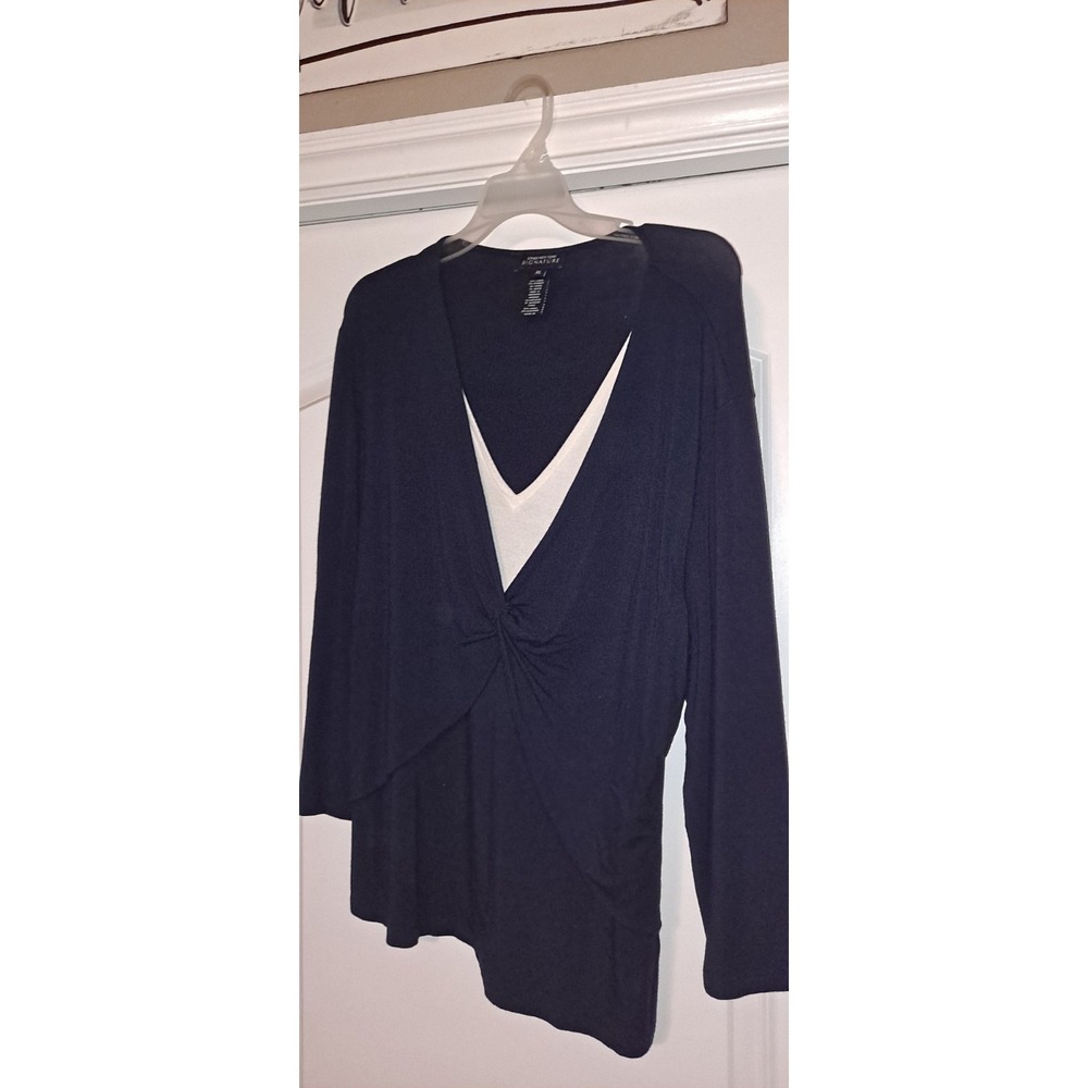 Jones New York Black Long-Sleeve Twist-Front V-Neck Top